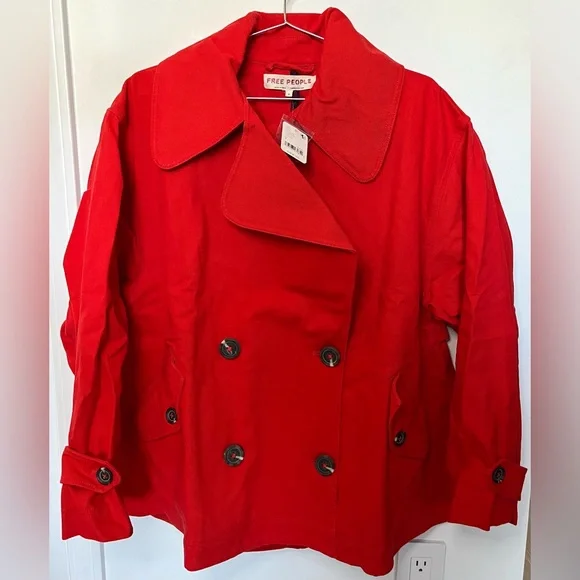 Free People NWT Highlands Solid Peacoat in High Risk Red - Picture 6 of 10
